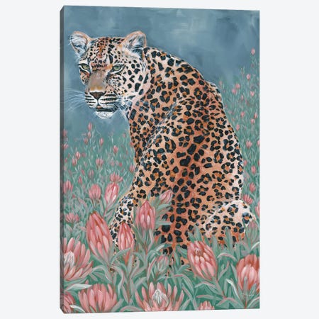 Leopard In The Flowers Canvas Print #JGS174} by JG Studios Canvas Art Print