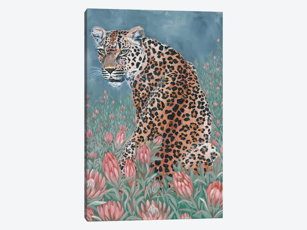 Leopard In The Flowers by JG Studios 1-piece Canvas Print