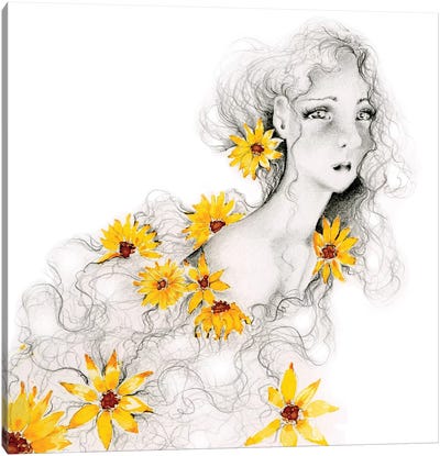 Wall Flower Canvas Art Print - Hyper-Realistic & Detailed Drawings