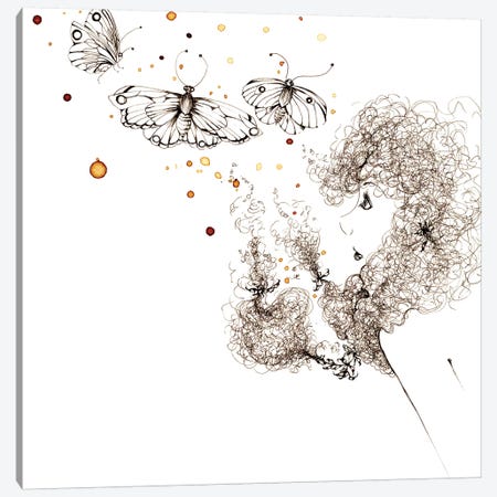 Butter Fly Kisses Canvas Print #JHB9} by Joanna Haber Canvas Art Print
