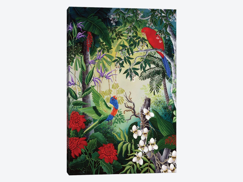 Parrots And Blooms by Johanna Hildebrandt 1-piece Canvas Wall Art