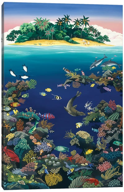 Reef Fantasy Canvas Art Print - Seal Art