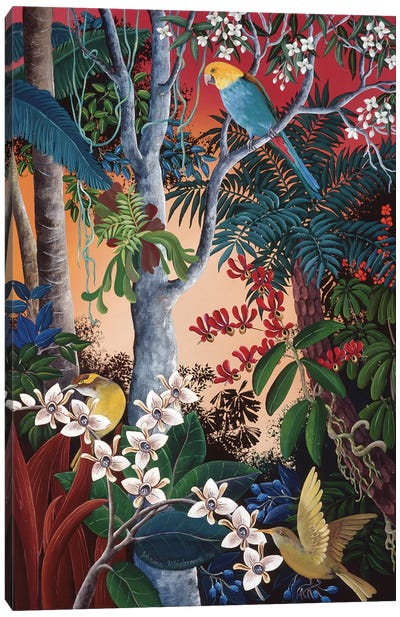 Wild Orchids In Bloom Canvas Art Print - Parrot Art
