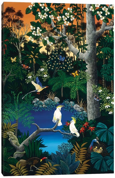 Tropical Forest Canvas Art Print - Cockatoos