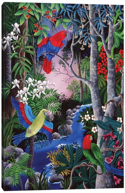 Tropical Parrots Canvas Art Print - Johanna Hildebrandt