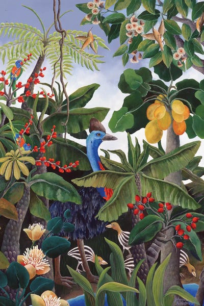Johanna Hildebrandt: Cassowary And Chicks by Johanna Hildebrandt