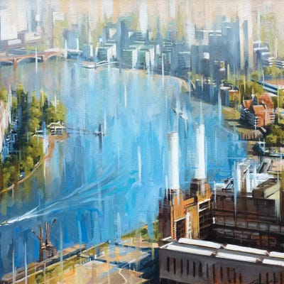 Downstream From Battersea by Johnny Morant framed wall art