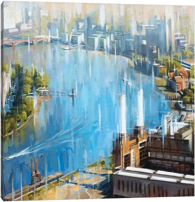 Downstream From Battersea Canvas Art Print - Mosaic Landscapes
