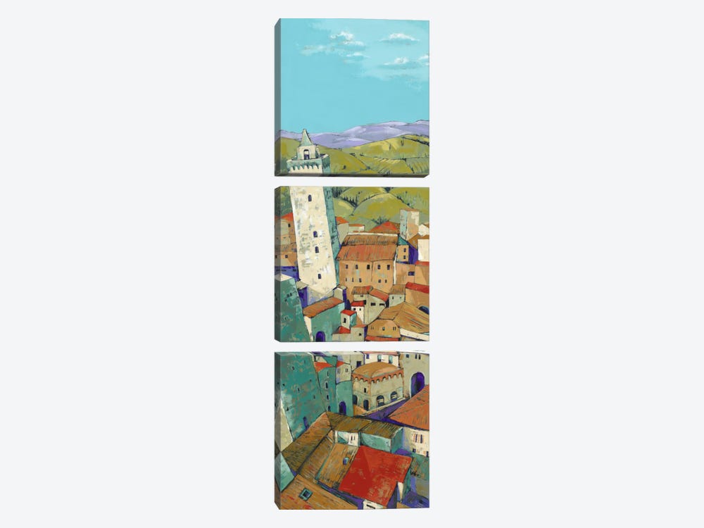 Rooftops Of San Gimignano by Jane Henry Parsons 3-piece Canvas Art
