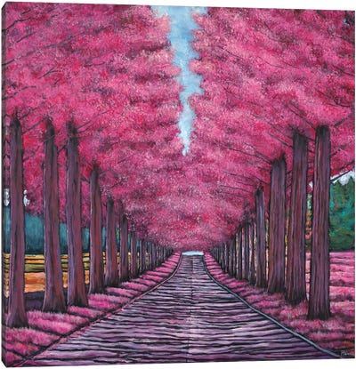 Emerald Avenue Canvas Art Print - Cherry Blossom Art