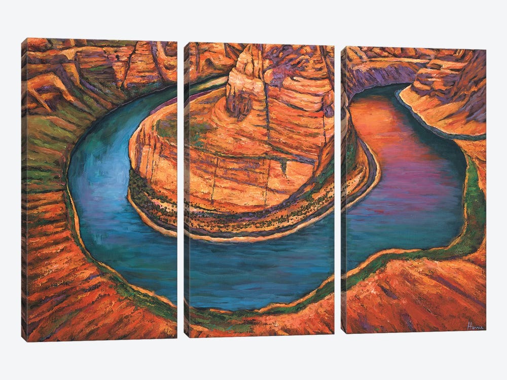 Horseshoe Bend Sunset by Johnathan Harris 3-piece Canvas Artwork