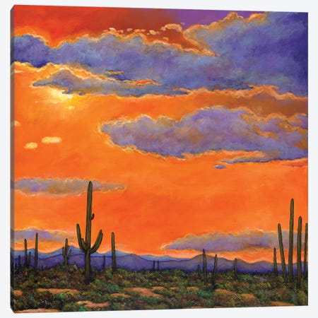 Saguaro Sunset Canvas Print #JHR54} by Johnathan Harris Art Print