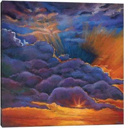Welcome The Night Canvas Art Print - Cloudy Sunset Art