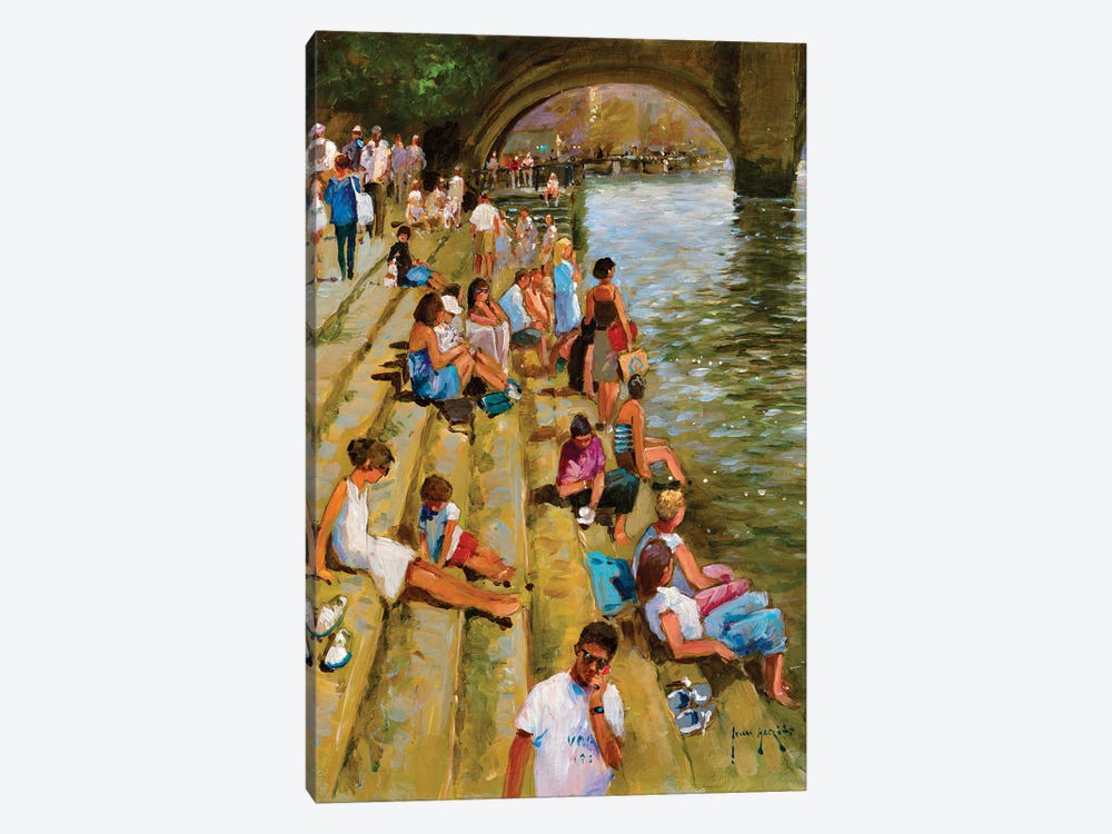 Sunday On The River by John Haskins 1-piece Canvas Wall Art