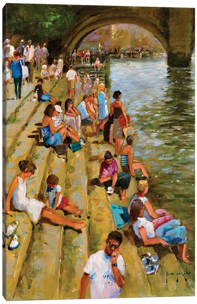 Sunday On The River Canvas Art Print - John Haskins