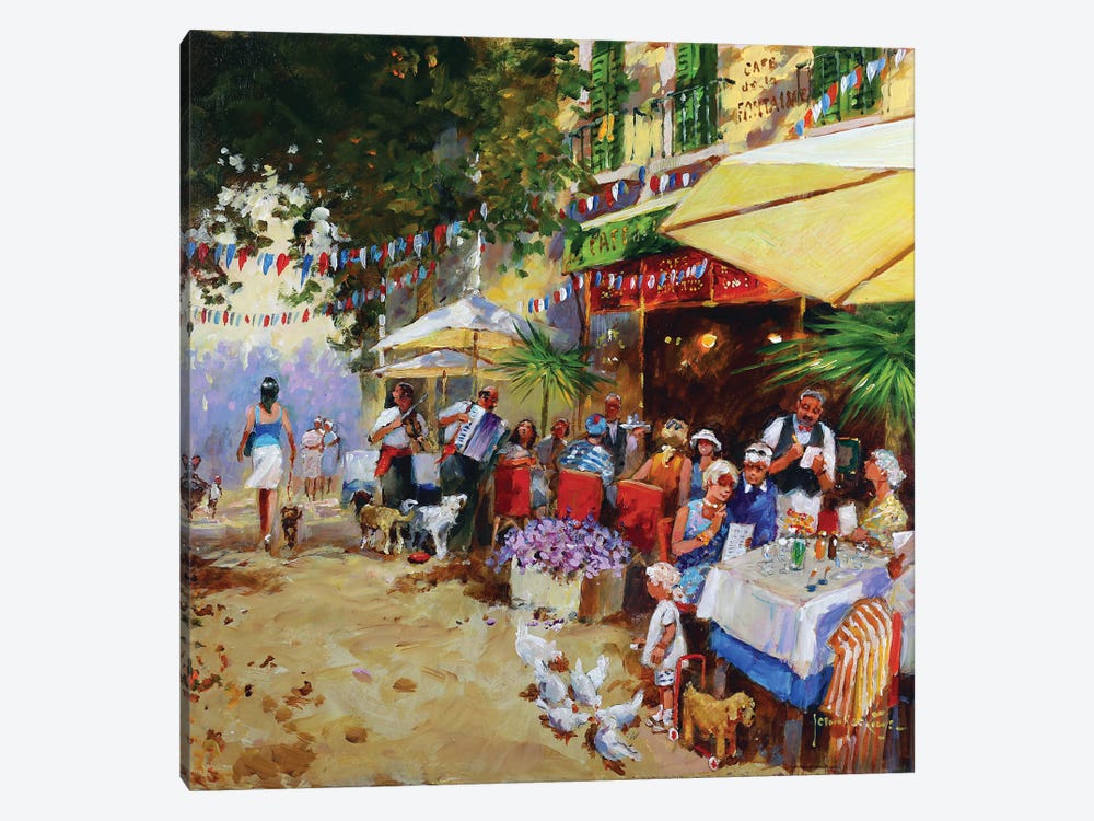 Lunch At Cafe Fontaine by John Haskins 1-piece Canvas Wall Art