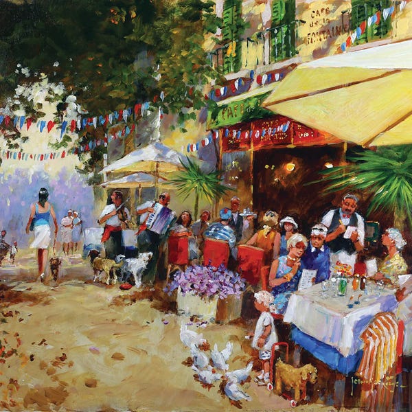 John Haskins: Lunch At Cafe Fontaine by John Haskins