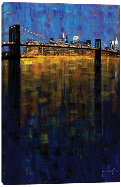 Brooklyn Bridge Nocturne Canvas Art Print - John Haskins