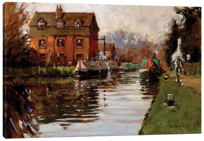 Canal Moorings Canvas Art Print - Current Day Impressionism Art