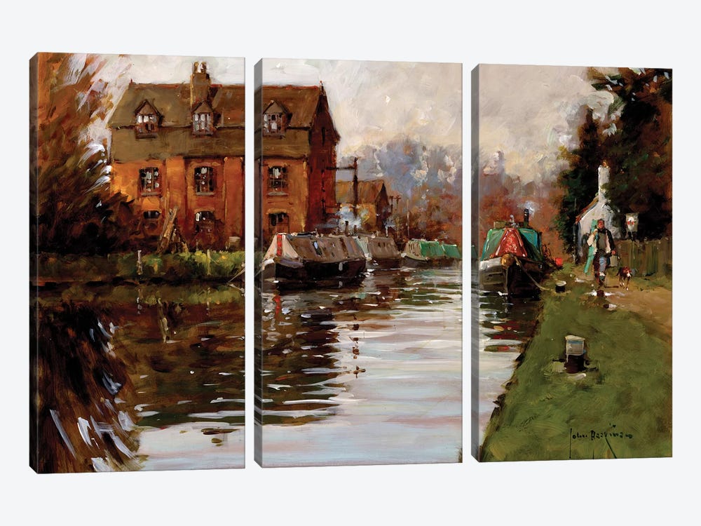 Canal Moorings by John Haskins 3-piece Art Print