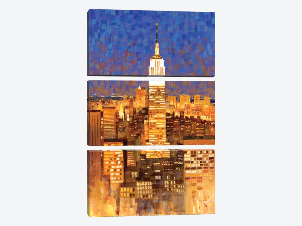 Empire State Building Skyline by John Haskins 3-piece Canvas Print