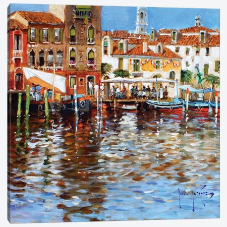 Lunch In Venice Canvas Print #JHS33} by John Haskins Canvas Print