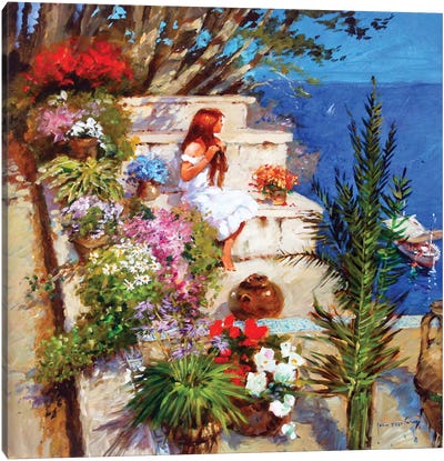 Mallorcan Terrace Canvas Art Print - Spain Art