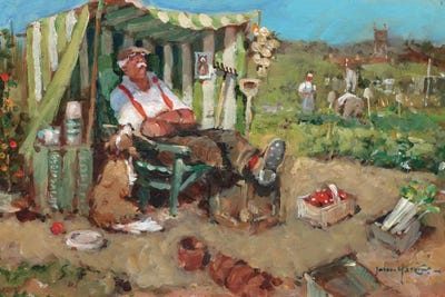 Nap On The Allotment by John Haskins framed wall art