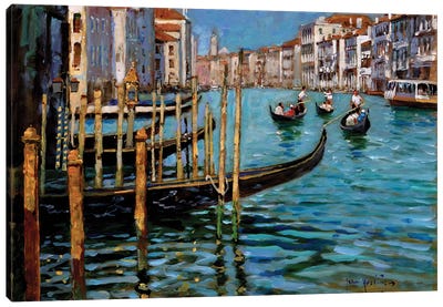 On The Gran Canal Canvas Art Print - Urban River, Lake & Waterfront Art