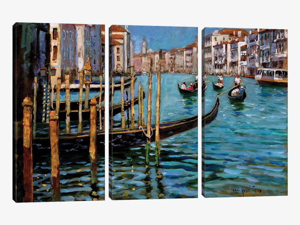 On The Gran Canal by John Haskins 3-piece Canvas Art Print