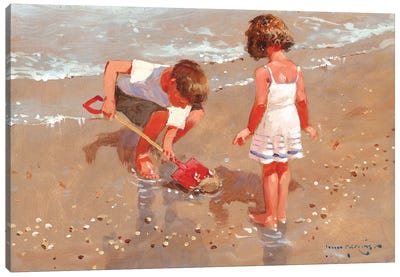 Shellseekers Canvas Art Print - Family & Parenting Art