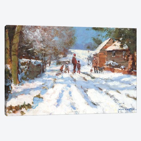 Snow On The Ashwell Road Canvas Print #JHS52} by John Haskins Canvas Print