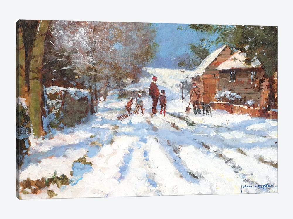 Snow On The Ashwell Road by John Haskins 1-piece Canvas Artwork
