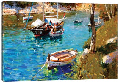 Taking On Supplies - Cala Figuera Canvas Art Print - Current Day Impressionism Art