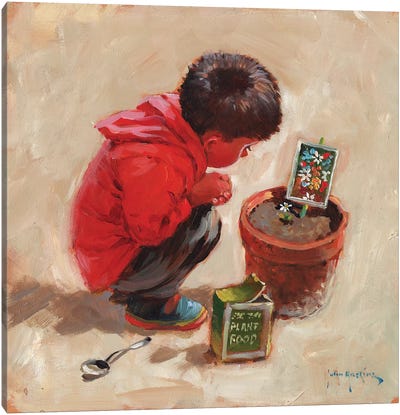 The Patient Gardener Canvas Art Print - Child Portrait Art