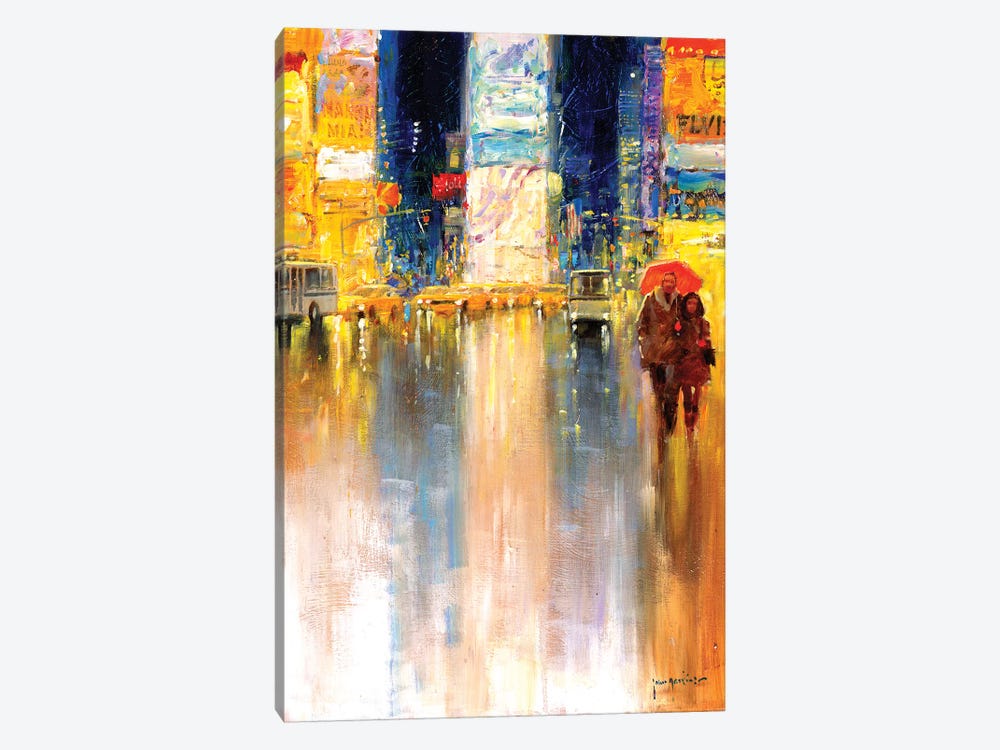 Times Square Evening by John Haskins 1-piece Canvas Art Print