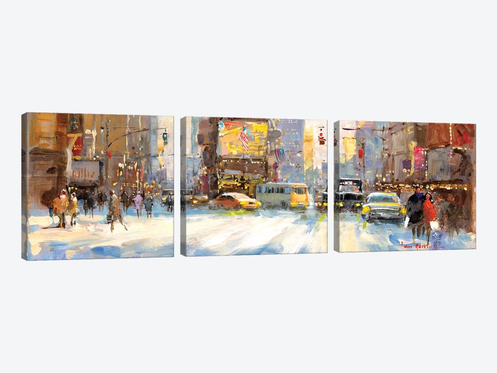 Times Square I by John Haskins 3-piece Canvas Art