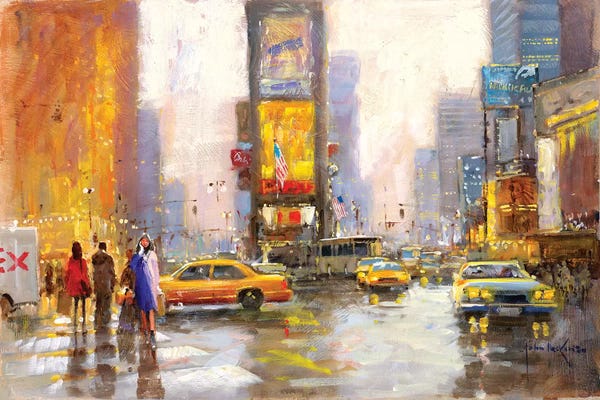 Times Square: Times Square In The Rain by John Haskins