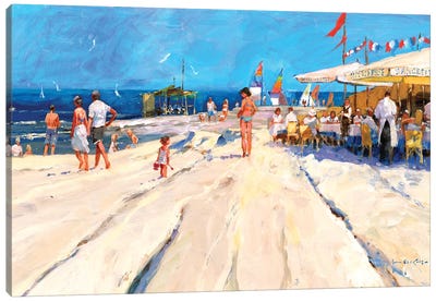Beach Café At Midday Canvas Art Print - Cafe Art