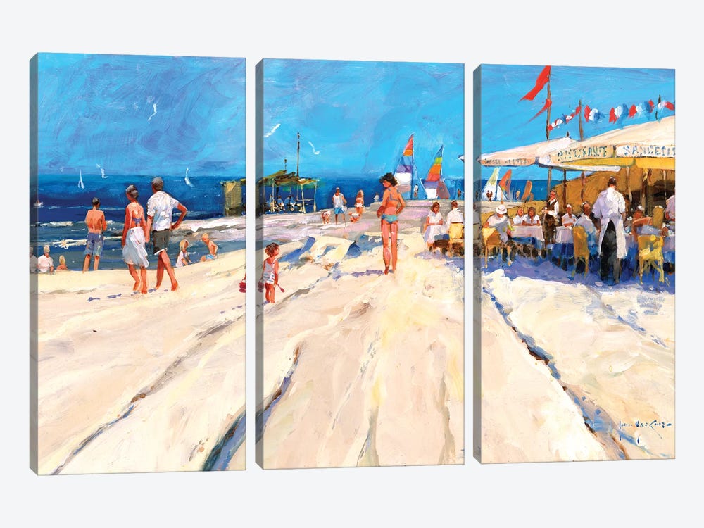 Beach Café At Midday by John Haskins 3-piece Canvas Art
