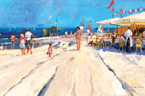 Beach Café At Midday Canvas Wall Art by John Haskins | iCanvas