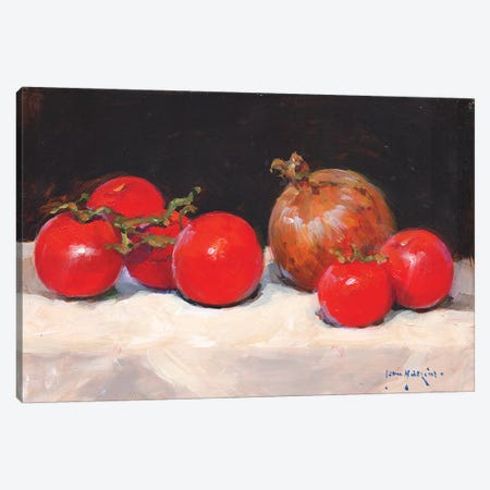 Tomatoes And Onion Canvas Print #JHS70} by John Haskins Canvas Art Print
