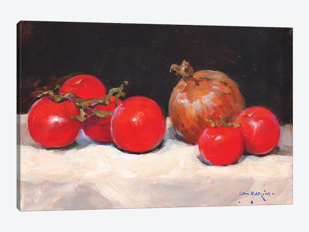Tomatoes And Onion by John Haskins 1-piece Canvas Art
