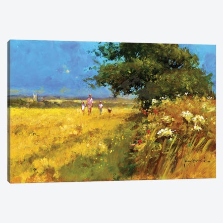 A Walk In The Field Canvas Print #JHS74} by John Haskins Canvas Wall Art