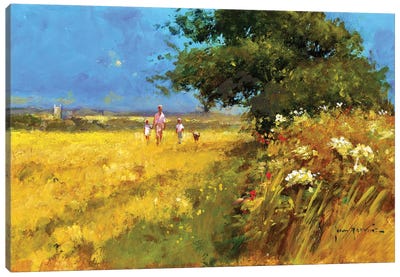 A Walk In The Field Canvas Art Print - Authentic Eclectic