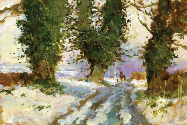 Rustic Winter: Snow In The Lane (Cardington) by John Haskins
