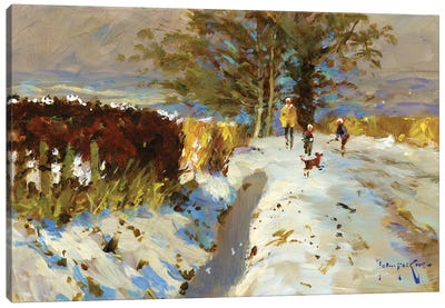 Snow On The Back Lane Canvas Art Print - John Haskins