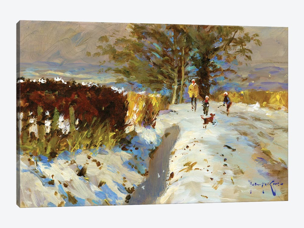 Snow On The Back Lane by John Haskins 1-piece Canvas Print