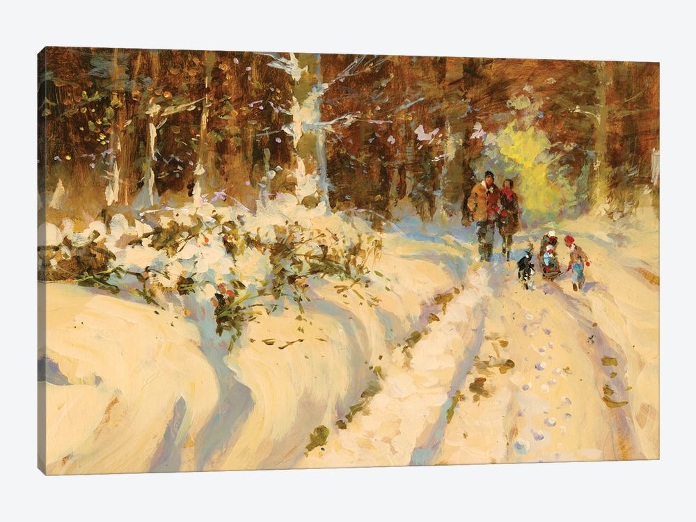 Sunshine And Snow A Walk In The Woods by John Haskins 1-piece Canvas Print