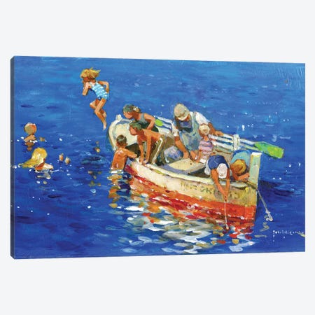 Swimming Off The Little Boat Canvas Print #JHS86} by John Haskins Art Print